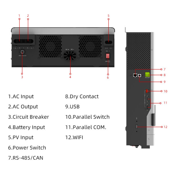 MUST 5kw Pure Sine Wave MPPT Solar Hybrid Inverter 5kw Hybrid Solar Inverter